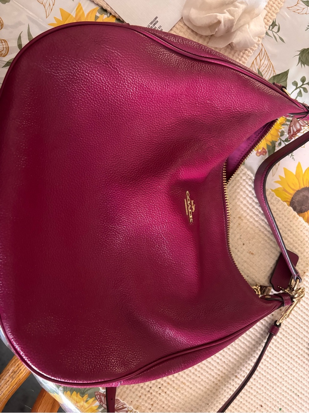 Coach Pebbled Leather Hobo Bag - Magenta